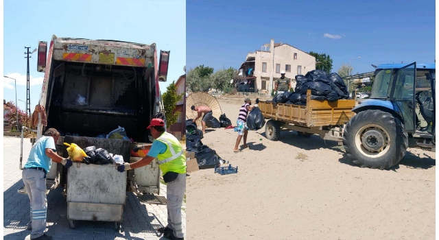 Saros Körfezi'ndeki tatil beldelerinden 100 kamyon çöp toplandı