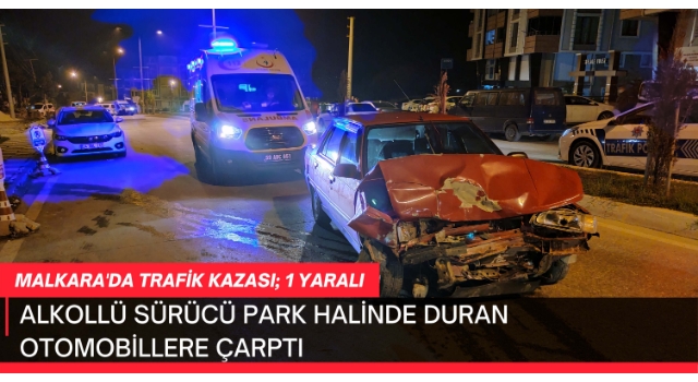 Park Halindeki Araçlara Çarpan Otomobil Sürücüsü Yaralandı