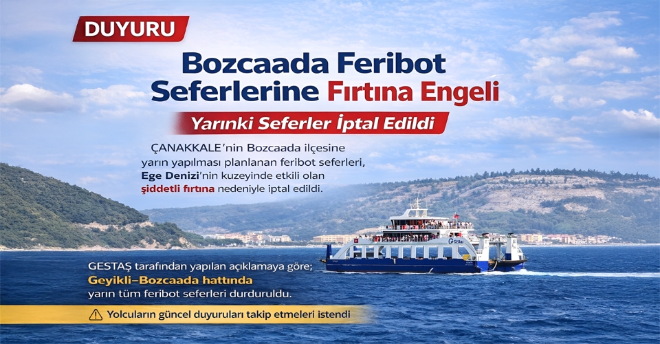 Bozcaada feribot seferlerine fırtına engeli