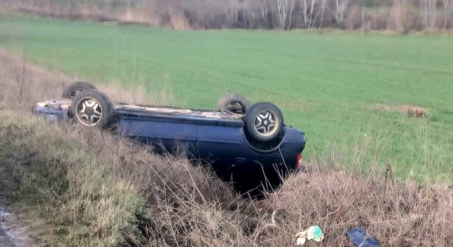 Malkara’da takla atan otomobilde sürücü yaralandı