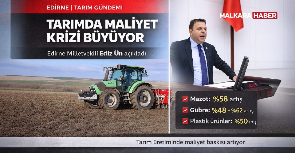 Edirne Milletvekili Ediz Ün: “Tarımda Maliyet Krizi Büyüyor”