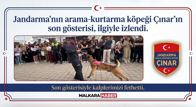 Jandarmanın arama-kurtarma köpeği Çınar’ın son gösterisi, ilgiyle izlendi