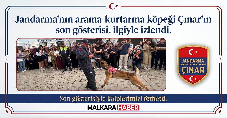Jandarmanın arama-kurtarma köpeği Çınar’ın son gösterisi, ilgiyle izlendi