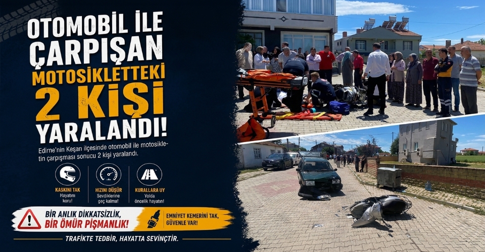 Otomobil ile çarpışan motosikletteki 2 kişi yaralandı