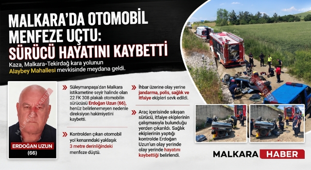 Malkara’da Otomobil Menfeze Uçtu: Sürücü Hayatını Kaybetti
