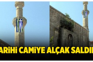 Dimetoka’daki tarihi caminin minaresine Yunan bayrağı astılar