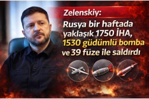Zelenskiy: Rusya bir haftada yaklaşık 1750 İHA, 1530 güdümlü bomba ve 39 füze ile saldırdı