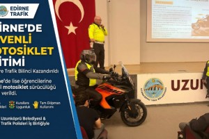 Edirne’de lise öğrencilerine güvenli motosiklet sürücülüğü eğitimi