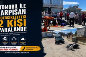 Otomobil ile çarpışan motosikletteki 2 kişi yaralandı