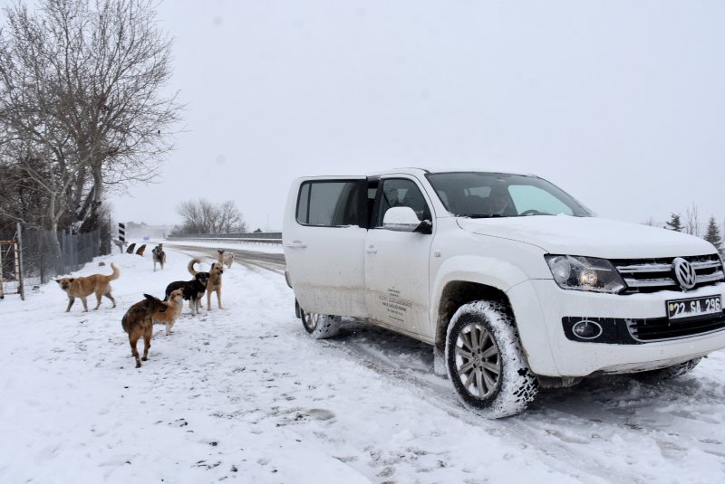 Kar yağışının beyaza bürüdüğü Edirne'de, kartpostallık manzaralar oluştu