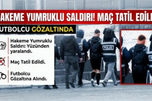 Orta hakemin yüzünden yumruklandığı maç tatil edildi; futbolcu gözaltına alındı